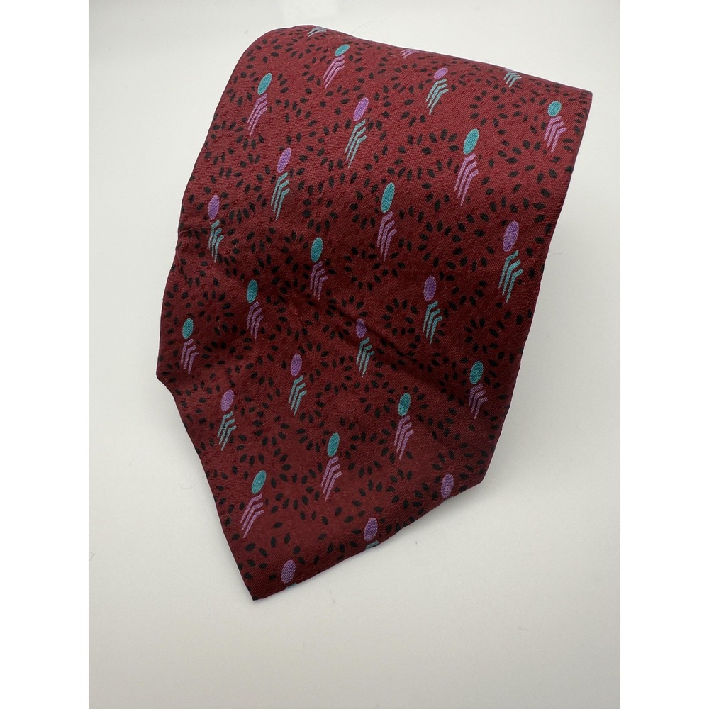 Vintage Carlo Palazzi Tie Mens Handmade Italy Silk Geometric Pattern 90s